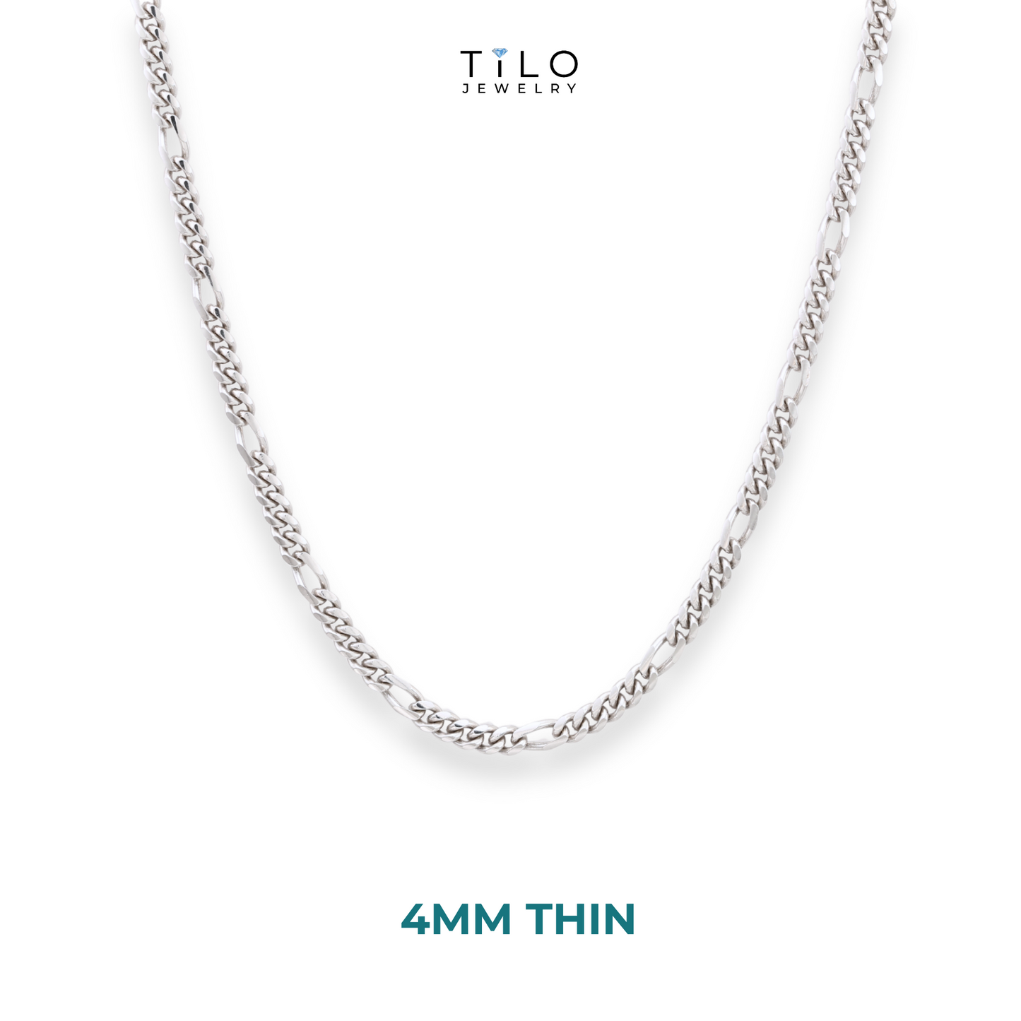 Sterling Silver Italian Figaro Chains, Solid 925 Pure Silver with Strong Lobster Lock