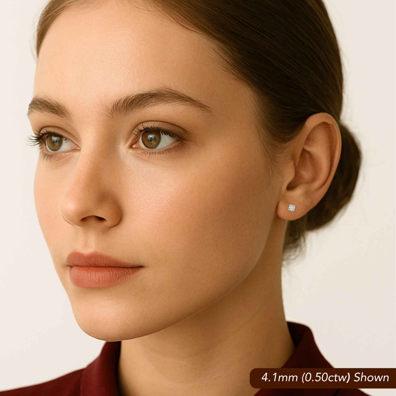 14K Gold Lab Diamond Stud Earrings, Screwback