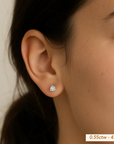 14K White Gold Brilliant-Cut Lab Diamond Studs, Classic Martini 3-Prong Setting, Screwback