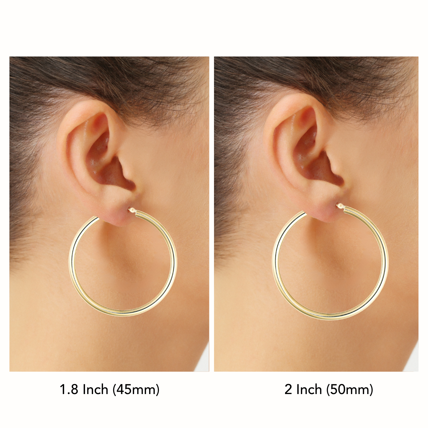 14k Yellow Gold Chunky Hoop Earrings, 3mm Thickness