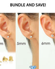 Bundle Set of 3! 14k Gold Classic Solitaire Stud Earrings, Screw-back