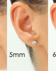 Bundle Set of 3! 14k White Gold Classic Solitaire Stud Earrings, Pushback (Unisex)