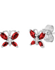 CZ Small Butterfly Birthstone Stud Earrings