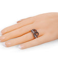 Wide Band Ring With White & Coffee Brown Baguette CZ in Sterling Silver