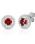 CZ Birthstone Halo Stud Earrings - Available in all 12 colors in Sterling Silver