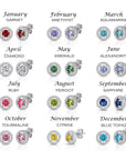 CZ Birthstone Halo Stud Earrings - Available in all 12 colors in Sterling Silver