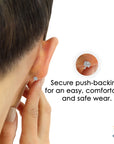 CZ Birthstone Halo Stud Earrings - Available in all 12 colors in Sterling Silver