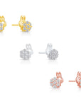 CZ Bunny Stud Earrings, Gold Plated in Sterling Silver