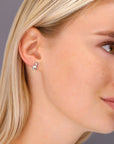 CZ Deer Stud Earrings, Gold Plated in Sterling Silver