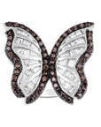 CZ Butterfly Cocktail Ring, Chocolate Stones in Sterling Silver