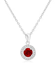 Sterling Silver Birthstone Halo Pendant Necklace