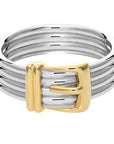 Fancy Two-tone Buckle Style Ring in Sterling Silver