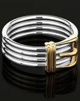 Fancy Two-tone Buckle Style Ring in Sterling Silver