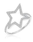 CZ Open Star Shape Ring in