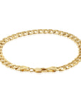 14K Solid Yellow Gold Curb Link Chain Bracelet, 7 Inches