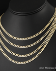 Sterling Silver Curb Chains, Two-Tone Italian Necklace, With Hand Engraved Diamond-Cuts