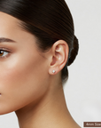 Sterling Silver Square CZ Pushback Studs, Princess-Cut Studs