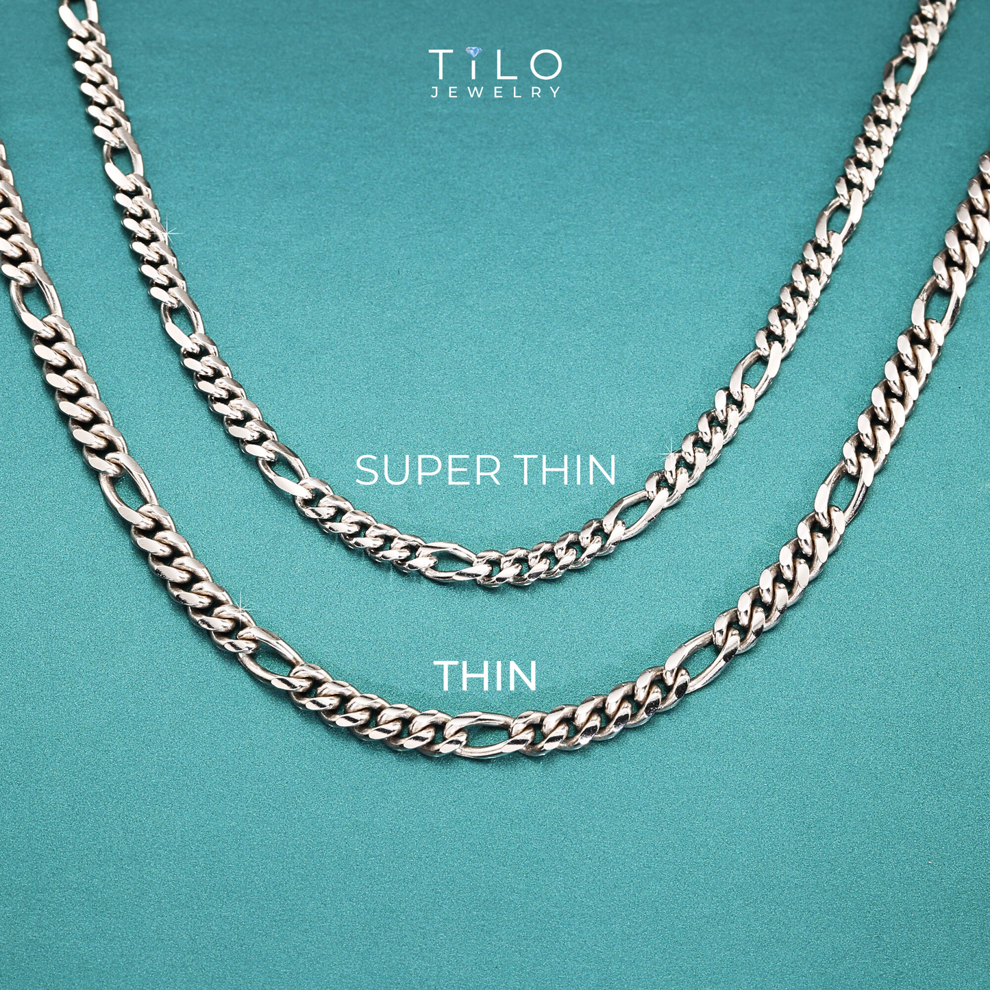 Sterling Silver Italian Figaro Chains, Solid 925 Pure Silver with Strong Lobster Lock