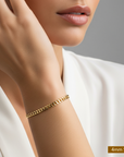 14K Solid Yellow Gold Curb Link Chain Bracelet, 7 Inches
