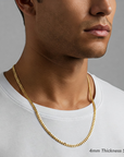14K Solid Yellow Gold Curb Link Chain Necklace, 18 Inches