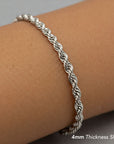 Solid Sterling Silver Rope Chain Bracelet