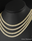Sterling Silver Curb Chains, Two-Tone Italian Necklace, With Hand Engraved Diamond-Cuts