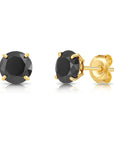 10k Yellow Gold Black Onyx Pushback Stud Earrings