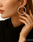 Sterling Silver Round Hoop Earrings, Floral Diamond-Cut Design