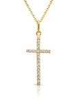 14K Yellow Gold Cross Pendant Necklace, With 18" Cable Chain