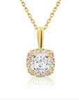 14K Yellow Gold Cushion-Cut Pendant Necklace, With 18" Cable Chain