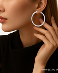 Sterling Silver Round Hoop Earrings, Floral Diamond-Cut Design