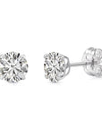 14K White Gold Classic Solitaire Stud Earrings, With Secure Push-On/Screw-off Backings