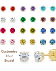 10k Yellow Gold Birthstone Stud Earrings with Pushbacks, 5mm, Available in 13 Colors