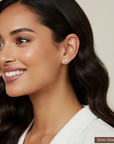 Sterling Silver Square CZ Pushback Studs, Princess-Cut Studs