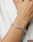 Sterling Silver Classic Bezel Set CZ Tennis Bracelet, 7 inch Length