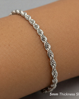 Solid Sterling Silver Rope Chain Bracelet