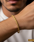 14K Yellow Gold Rope Chain Bracelet, Lobster Lock, 7-7.5 In