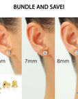 Bundle Set of 3! 14k Gold Classic Solitaire Stud Earrings, Screw-back