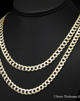 Sterling Silver Curb Chains, Two-Tone Italian Necklace, With Hand Engraved Diamond-Cuts