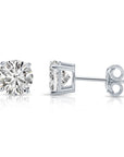 Sterling Silver Simulated Diamond Studs, With Secure Pushbacks