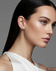 Sterling Silver Square CZ Pushback Studs, Princess-Cut Studs