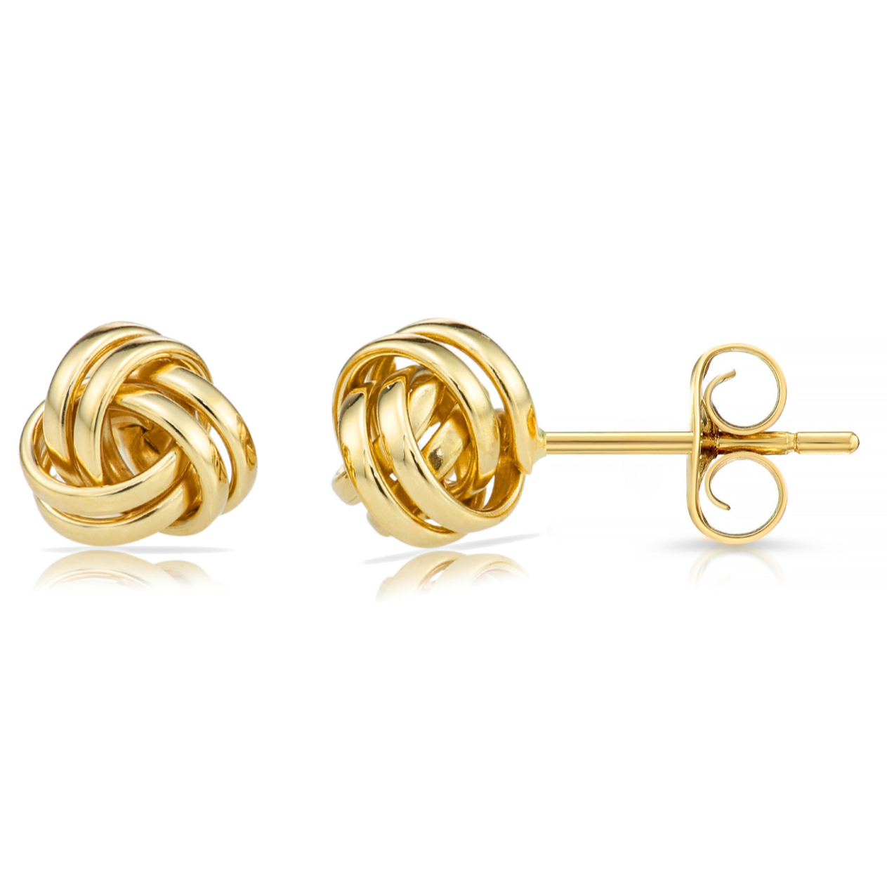 14k Gold Polished Love Knot Stud Earrings, 9mm, Pushback Studs