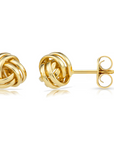 14k Gold Polished Love Knot Stud Earrings, 9mm, Pushback Studs