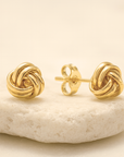 14k Gold Polished Love Knot Stud Earrings, 7mm