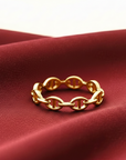 14K Solid Yellow Gold Mariner Chain Link Ring