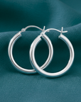 Sterling Silver Classic Round Chunky Hoop Earrings, 3mm