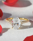 14K Yellow Gold Oval-Shaped Solitaire 1.5 Carat Engagement Ring With Side Stones