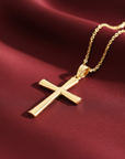 14K Gold Classic Cross Pendant, With 18" Cable Chain Necklace