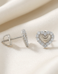 14K White Gold Heart Lab Diamond Studs, 0.25ctw, Screwback