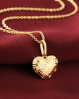 14K Yellow Gold Diamond-Cut Heart Pendant Necklace